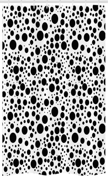 ABAKUHAUS Douchescherm 120x180 cm – Zwart-Wit Puntpatroon – 100% Polyester