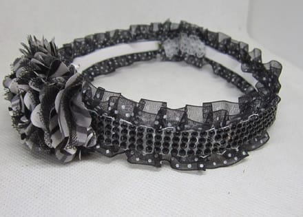 ZoeZo Design - haarband - diadeem - zwart - wit - met bloem