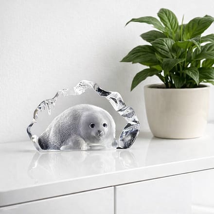 Mats Jonasson Kristallen Baby Zeehond - Clear - Voor Binnen - Tafel