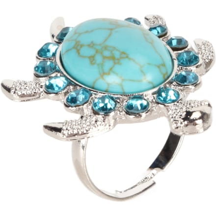 Turquoise Strass Ring Dames Legering Verstelbaar Modieus Schattige Schildpad Vormige Ring Sieraden blue