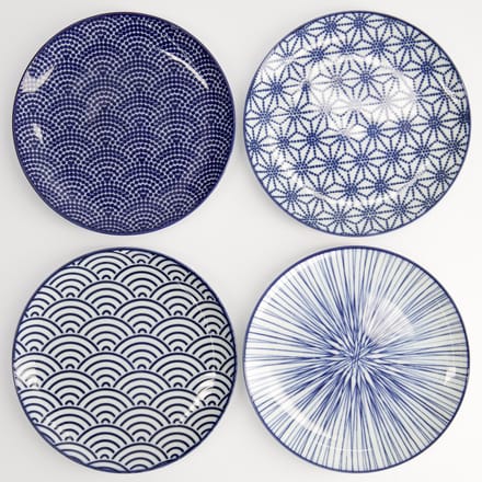 Tokyo Design Studio | Nippon Blue | Set van 4 Borden Ø 20,6 cm | Porselein