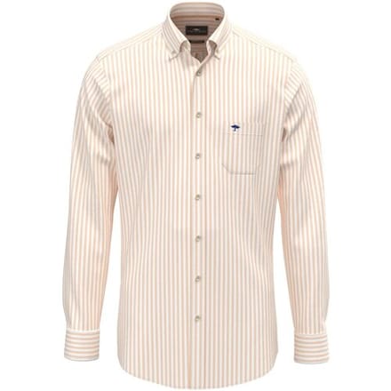 Fynch-Hatton Overhemd Allover Stripe Washed Oxford Button-Down Tangerine / male
