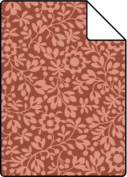 Proefstaal ESTAhome behang bloemetjes terracotta - 26.5 x 21 cm - 131671-S