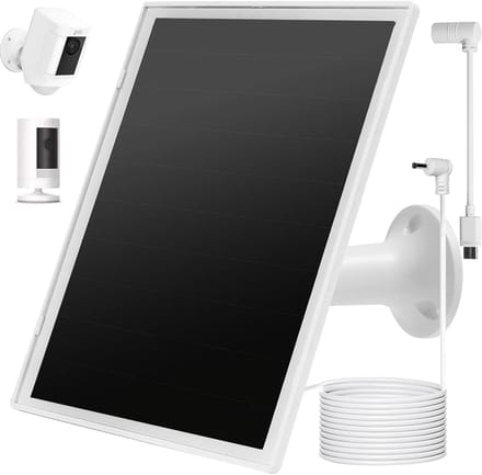 Zonnepaneel Camera - Energie Oplader - Continue Stroom - 360° Flexibele Beugel - 6W 5V - Zwart