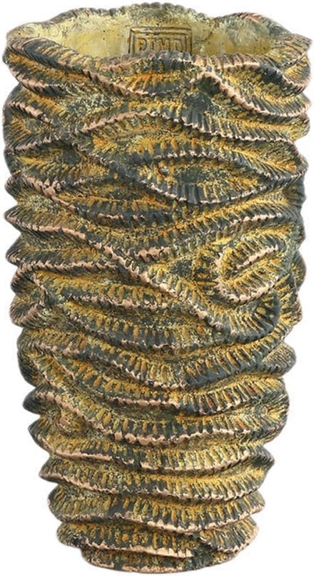 PTMD Waves Bloempot - 15 x 15 x 27 cm - Cement - Bruin