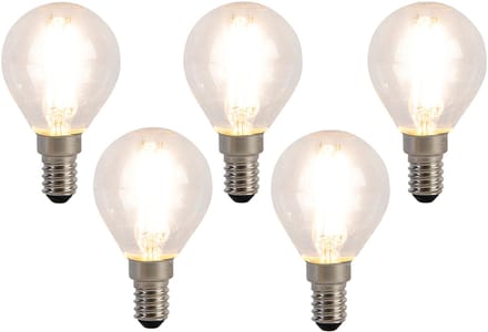 LUEDD Set van 5 E14 LED lampen filament P45 4W 470 lm 2700K