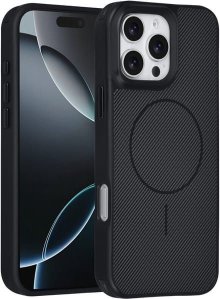 TUNIQ Back cover voor iPhone 16 Pro Max - MagSafe - Carbon Fiber - Zwart
