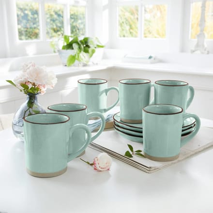 LOBERON Mok set van 6 Biarré turquoise