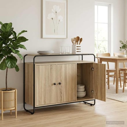 vidaXL - Dressoir - Sonoma - Eiken - 102 - x - 35 - x - 75 - cm - Bewerkt - hout