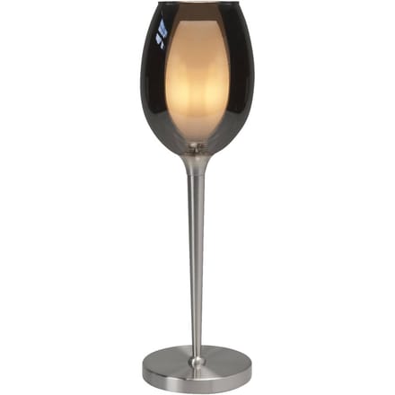HighLight Belle tafellamp, rookgrijs/nikkel, hoogte 40 cm, glas
