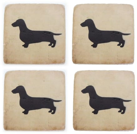 Onderzetters Honden – Zwart/Wit – Set van 4 – 10×10 cm – Praktisch & Stijlvol