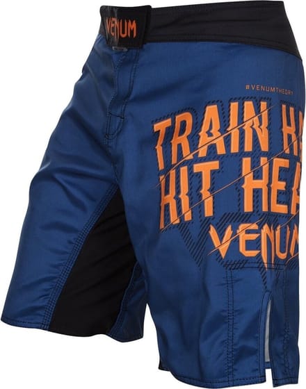 Venum Fightshorts Train Hard Hit Heavy Blauw Oranje -