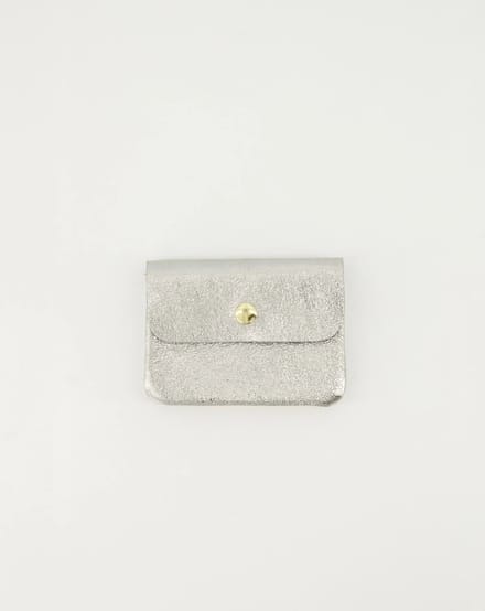 portemonneetje- leer - zilver -metallic-klein