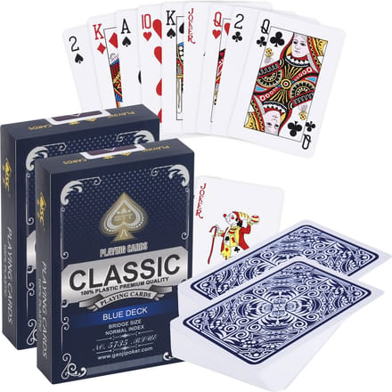(2x) Plastic kaartspel | 100% Plastic | Waterdicht | Bridge formaat | Dun, glad & flexibel | BLAUW