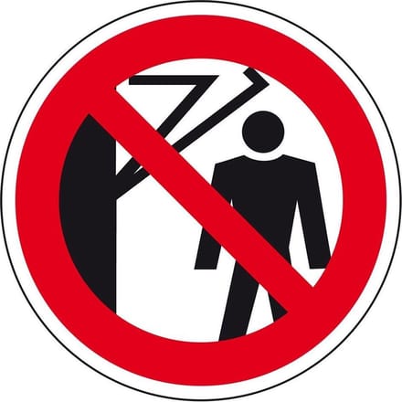 Niet achter draaiarm lopen sticker 400 mm