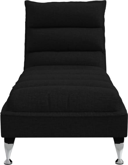 vidaXL - Massage - chaise - longue - met - kussens - stof - zwart