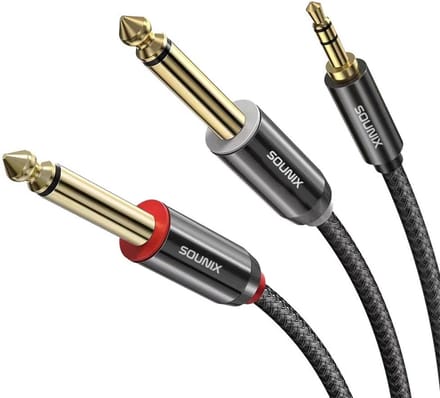 Sounix 3,5 mm Jack naar Dual 6,35 mm Mono Y Audio Kabel - 2x 6.35 mm - 1.8 meter