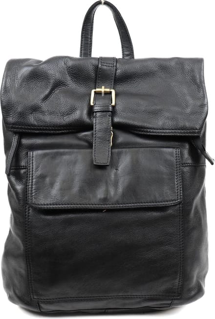 Bear Design Rina Leren Rolltop Laptoprugzak - 14 inch - Zwart
