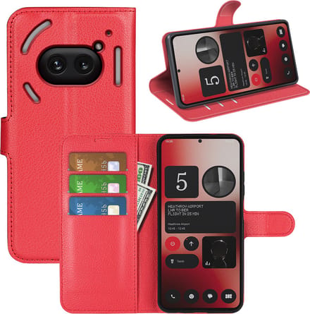 MobyDefend Hoesje - Geschikt voor Nothing Phone (2a) / Nothing Phone (2a) Plus - Kunstleren Wallet Book Case (Sluiting Voorkant) - Rood