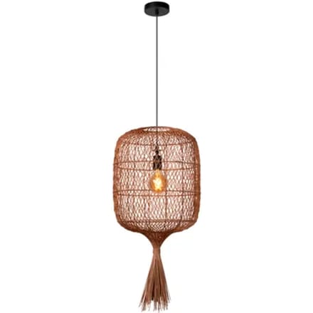 Lucide Hanglamp Garve - Okergeel Rattan - Diam. 40cm - E27 Fitting