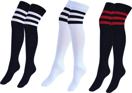 3 Paar Overknee kousen Katoen DONEX® Mix B - Maat 35-38