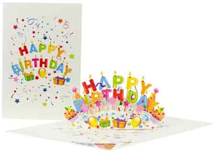 Wenskaart Kiriori 3D- Happy Birthday Confetti - met Envelop