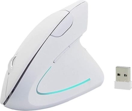 Elementkey ERGO4- Verticale Muis - Wit- Draadloze muis met AAA Batterijen - RSI -3 verstelbare DPI opties 800/1200/1600