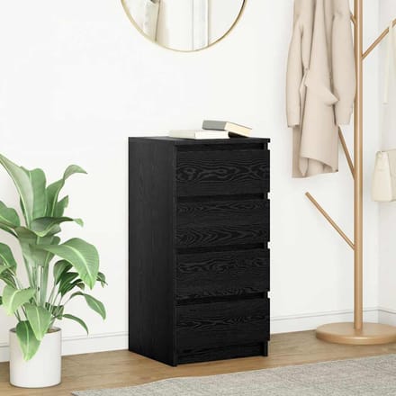 vidaXL - Dressoir - 37,5x35x76 - cm - spaanplaat - zwart - eikenkleurig