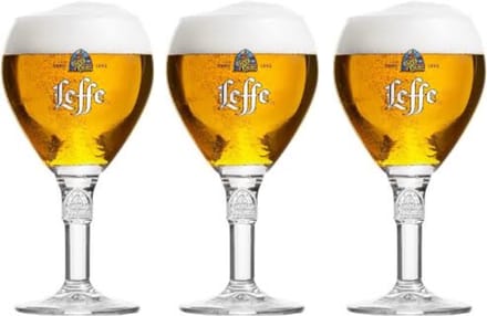 Leffe Bierglas - 33cl (Set van 3 glazen), Glas op voet. Origineel Brouwerij-glas. Nieuw