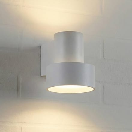 Lucande LED buiten wandlamp Elune, lichtgrijs, IP44, up/down