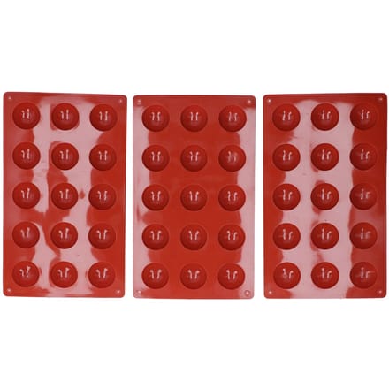 3 Stuks Cakevorm 15 Holtes Halfrond Siliconen Chocoladevorm Voedselkwaliteit Dessert Bakvorm red