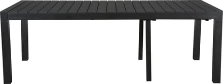 Grup tuintafel, incl. 2 inlegplaten 223-343 cm zwart/zwart.