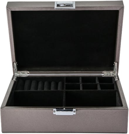 Emilie collection - sieradendoos - luxe juwelendoos - metallic zilver - beautycase - maat medium