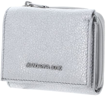 MANDARINA DUCK Leren portemonnee Mellow Metal Wallet Silver zilverkleurig