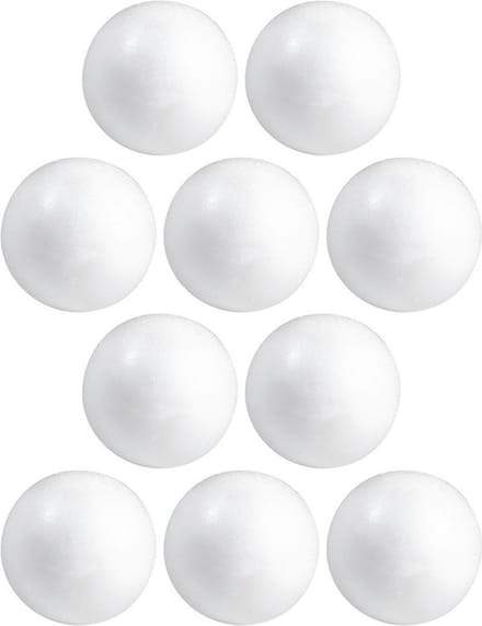Piepschuim bollen/ballen - 10x - D10 cm - wit - Kerstballen maken - Knutselen hobby materialen