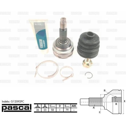 Homokineet reparatie set, aandrijfas PASCAL G12092PC