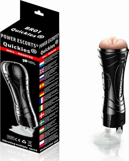 Power Escorts Quickies Vibrerende Masturbator met Zuignap - Cadeaubox