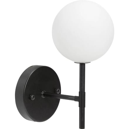 PR Home Sigma S wandlamp, zwart/opaal, 1-lamp 25 cm glas