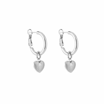 Bijoutheek Oorhangers Hart Zon Zilver