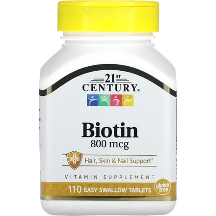 21st Century, Biotine, 800 mcg, 110 gemakkelijk door te slikken tabletten