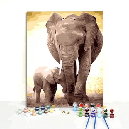 VITAMO Schilderen Op Nummer met Frame - Complete set - 40 x 50cm - Olifanten