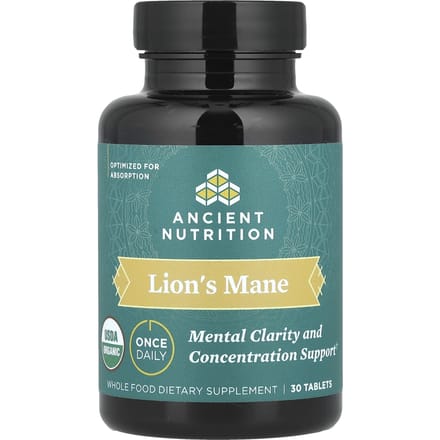 Ancient Nutrition, Champignon Crinière de Lion Hélicoidal, Améliore la Clarté Mentale et la Concentration, 30 Comprimés