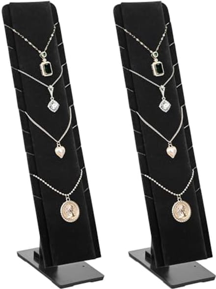 Zwarte Fluwelen Meerdere Hanger Necklace Display Set - 2 Stuks