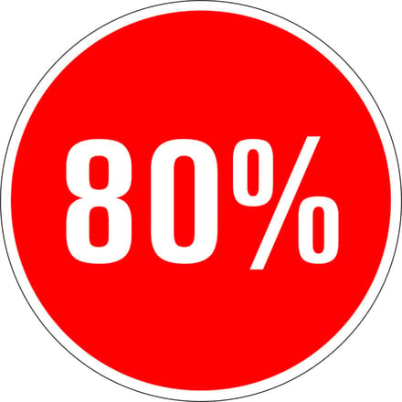 Korting sticker 80% op vel 30 mm - 18 per vel