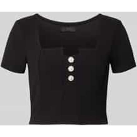 Kort T-shirt met siersteentjes Model 'Evelina'