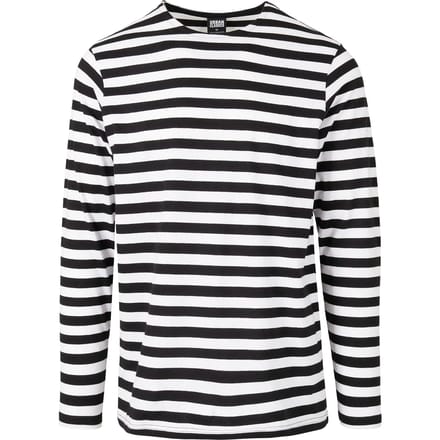 Urban Classics - Regular Stripe LS white/black Longsleeve shirt - L - Wit/Zwart