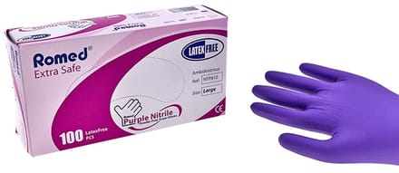 Romed Nitril Handschoenen Paars Extra Sterk M - 100 stuks