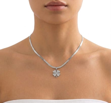 Zilverkleurige statement ketting voor dames slang design met strass
