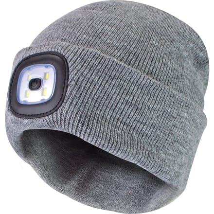 Led-muts voor dames | Dames gebreide oplaadbare muts | Wintermuts met hoofdlamp - Grijs
