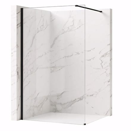 Rea Flexi Transparent 70 - Transparant Glas 8 Mm - Douchewand - Zwart120X70X195Cm